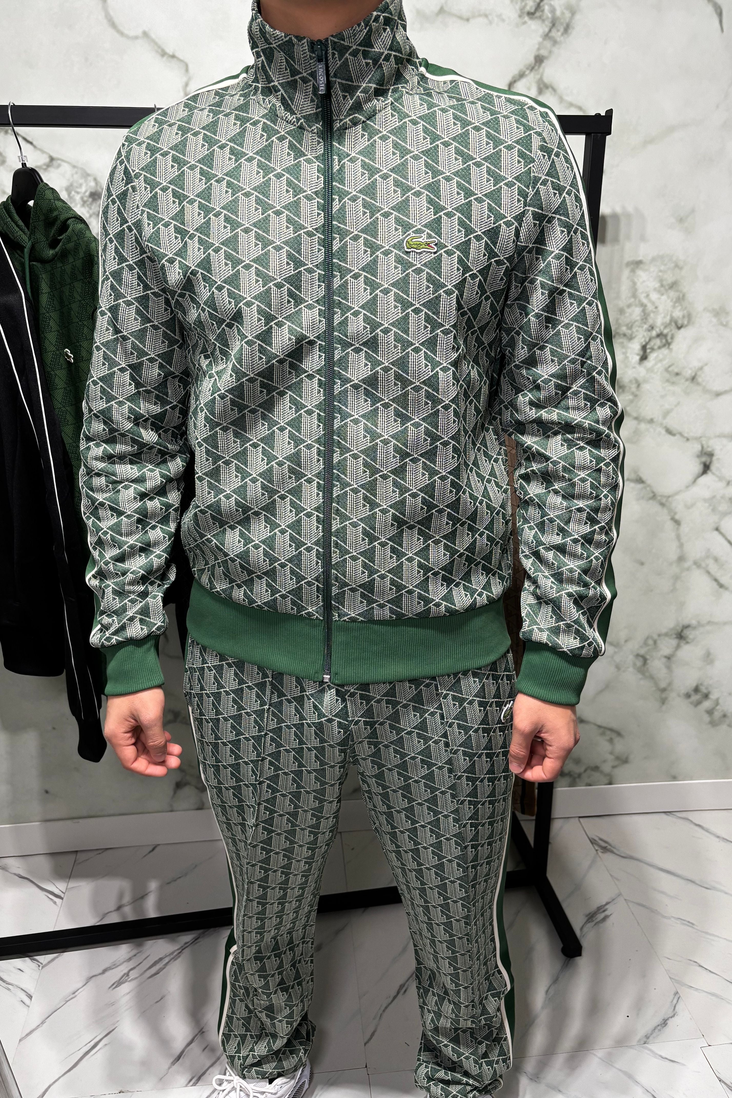 LACOSTE Tuta Monogram Con Zip Green