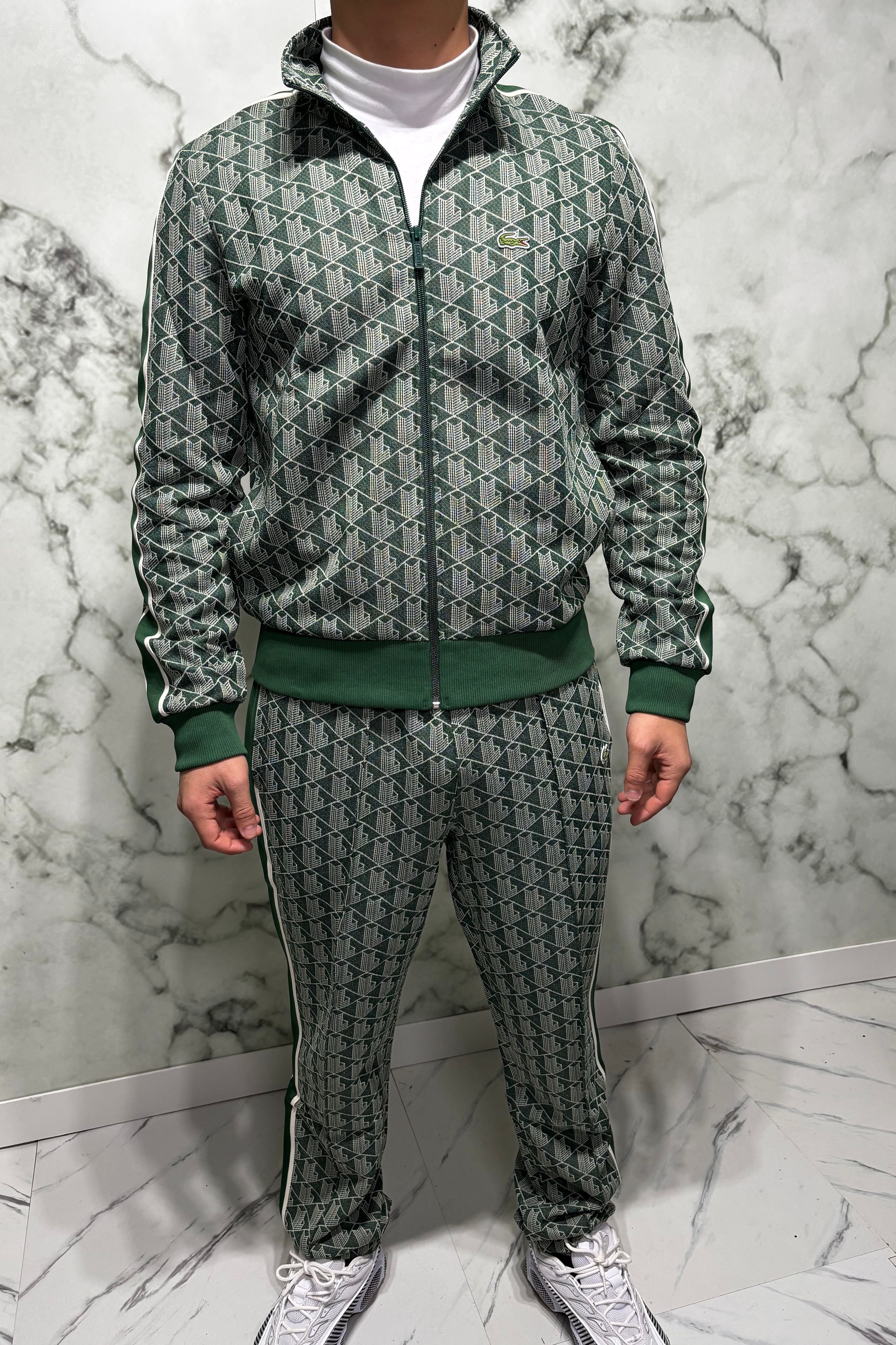 LACOSTE Tuta Monogram Con Zip Green