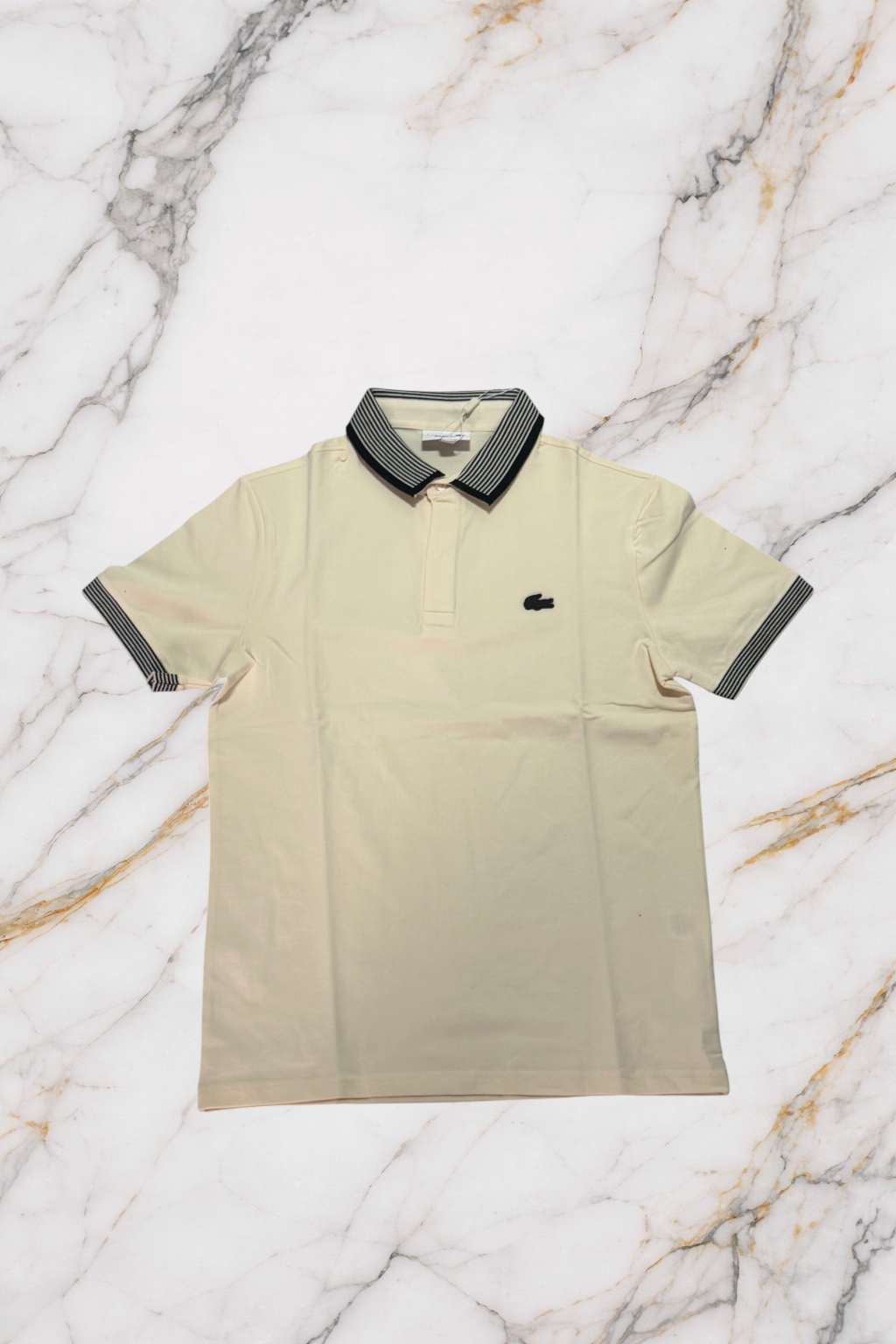 LACOSTE Polo Beige coccodrillo nero