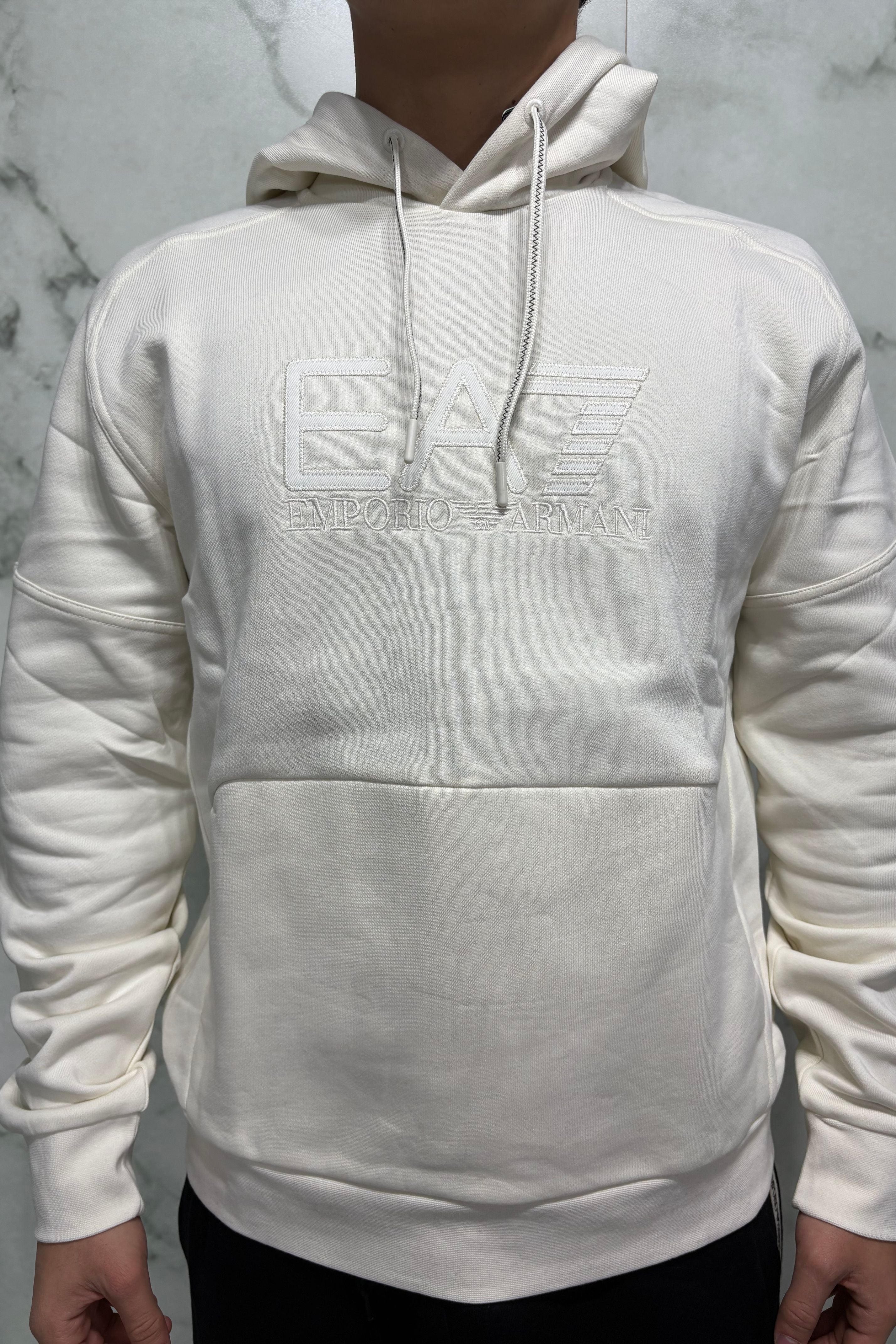 Felpa EA7 Emporio Armani con Cappuccio - Vanilla Ice
