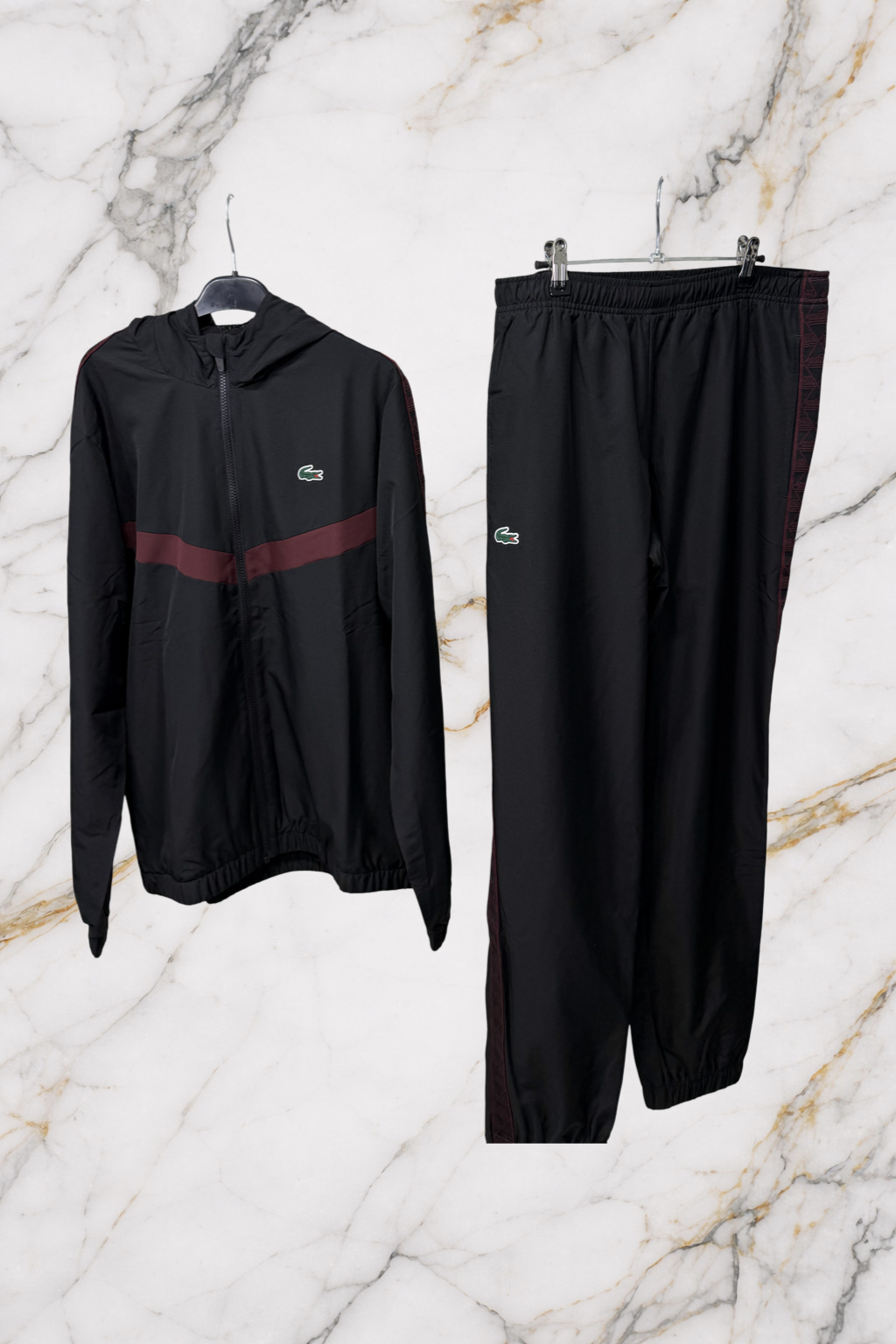 LACOSTE Tuta Monogram Black Burgundy Luxury Edition