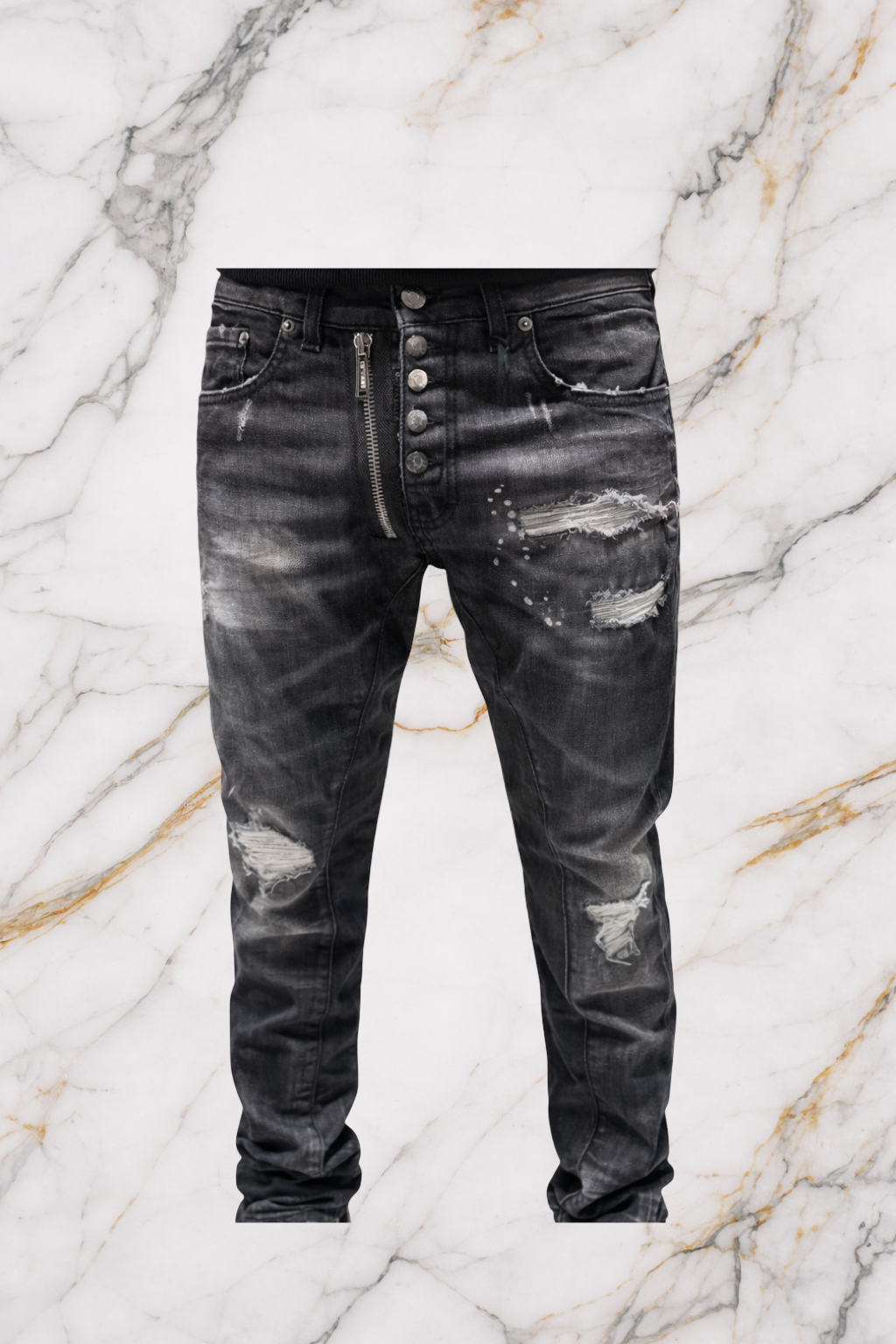 Jeans G2 Firenze Black Distress Zip