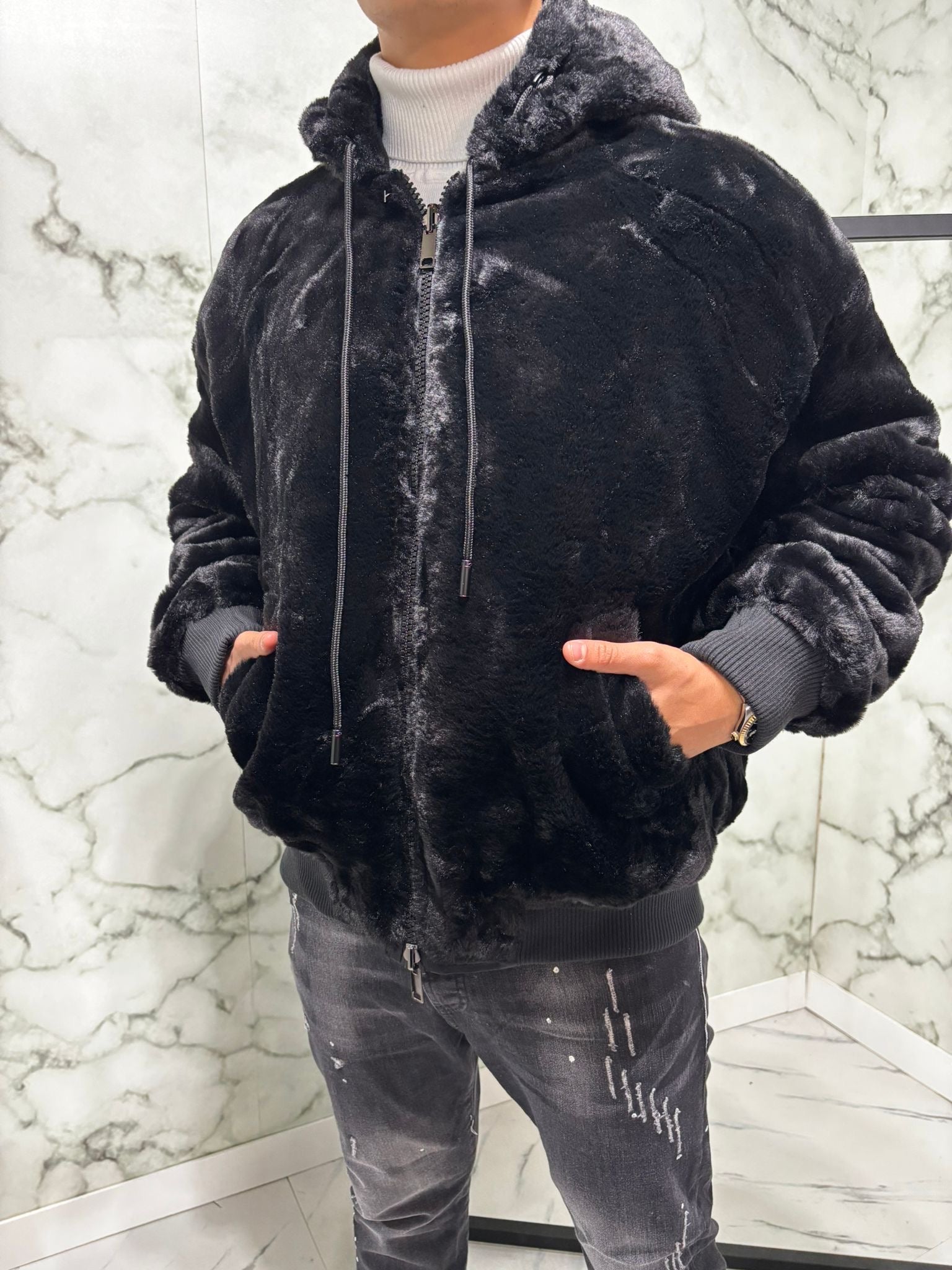 Pelliccia Reversibile Nera - G4 Maison