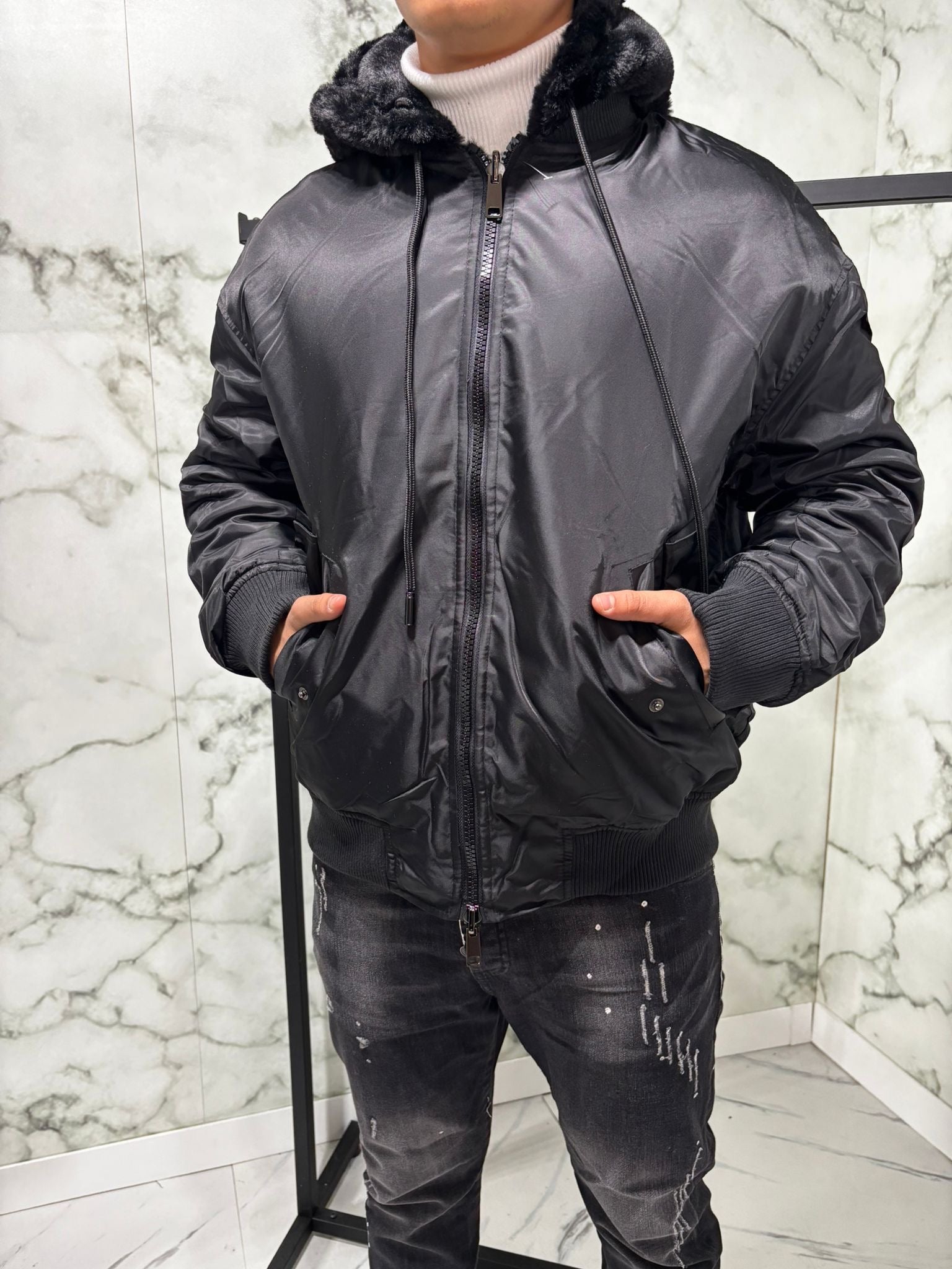 Pelliccia Reversibile Nera - G4 Maison