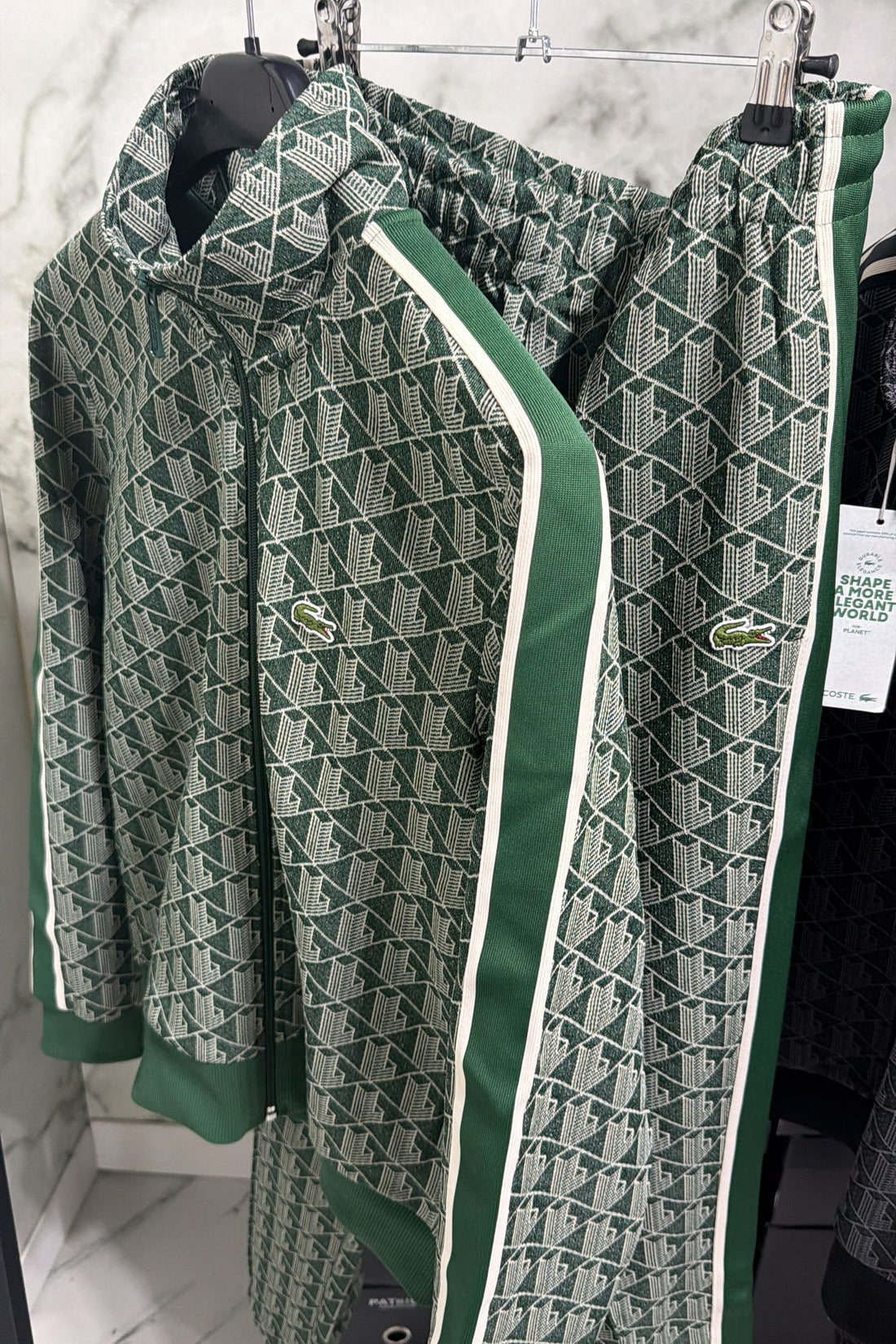 LACOSTE Tuta Monogram Con Zip Green