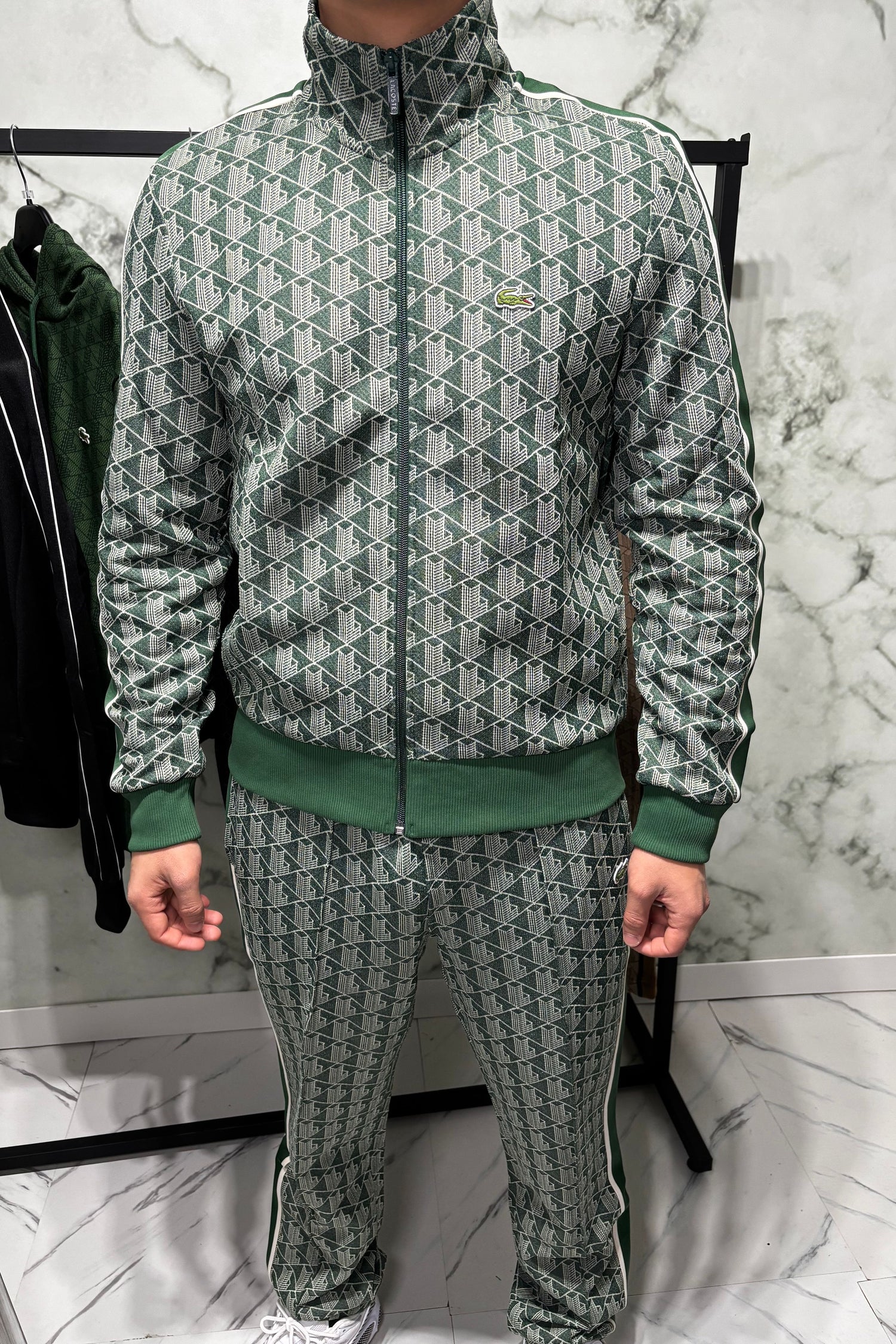 LACOSTE Tuta Monogram Con Zip Green