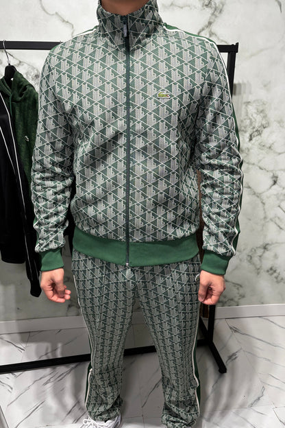 LACOSTE Tuta Monogram Con Zip Green