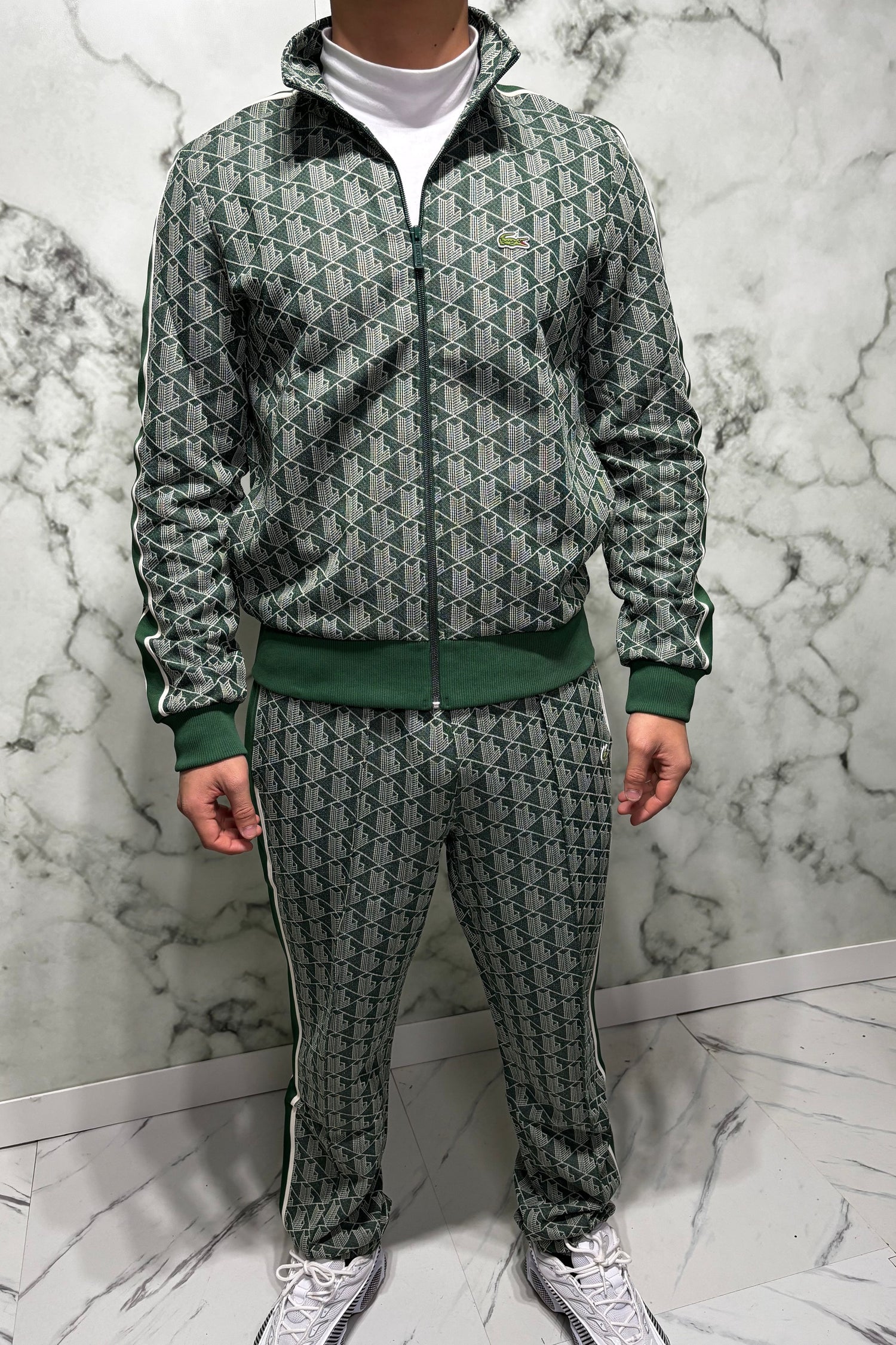 LACOSTE Tuta Monogram Con Zip Green