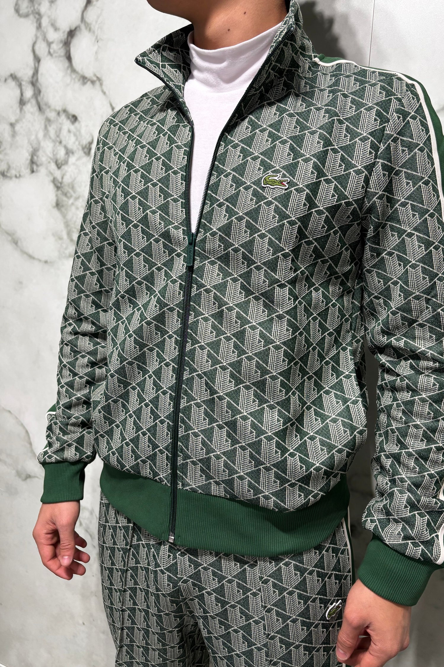 LACOSTE Tuta Monogram Con Zip Green