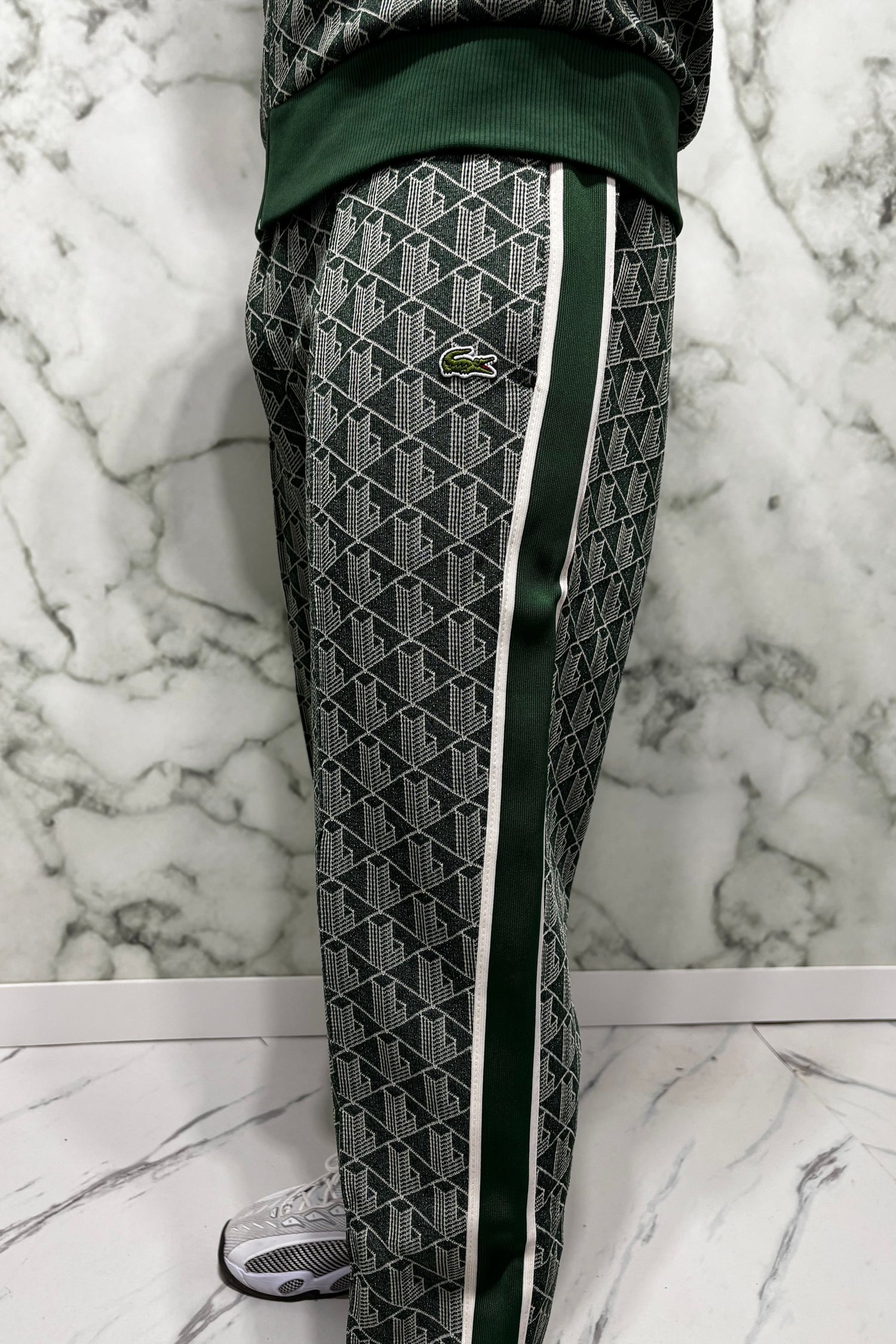 LACOSTE Tuta Monogram Con Zip Green