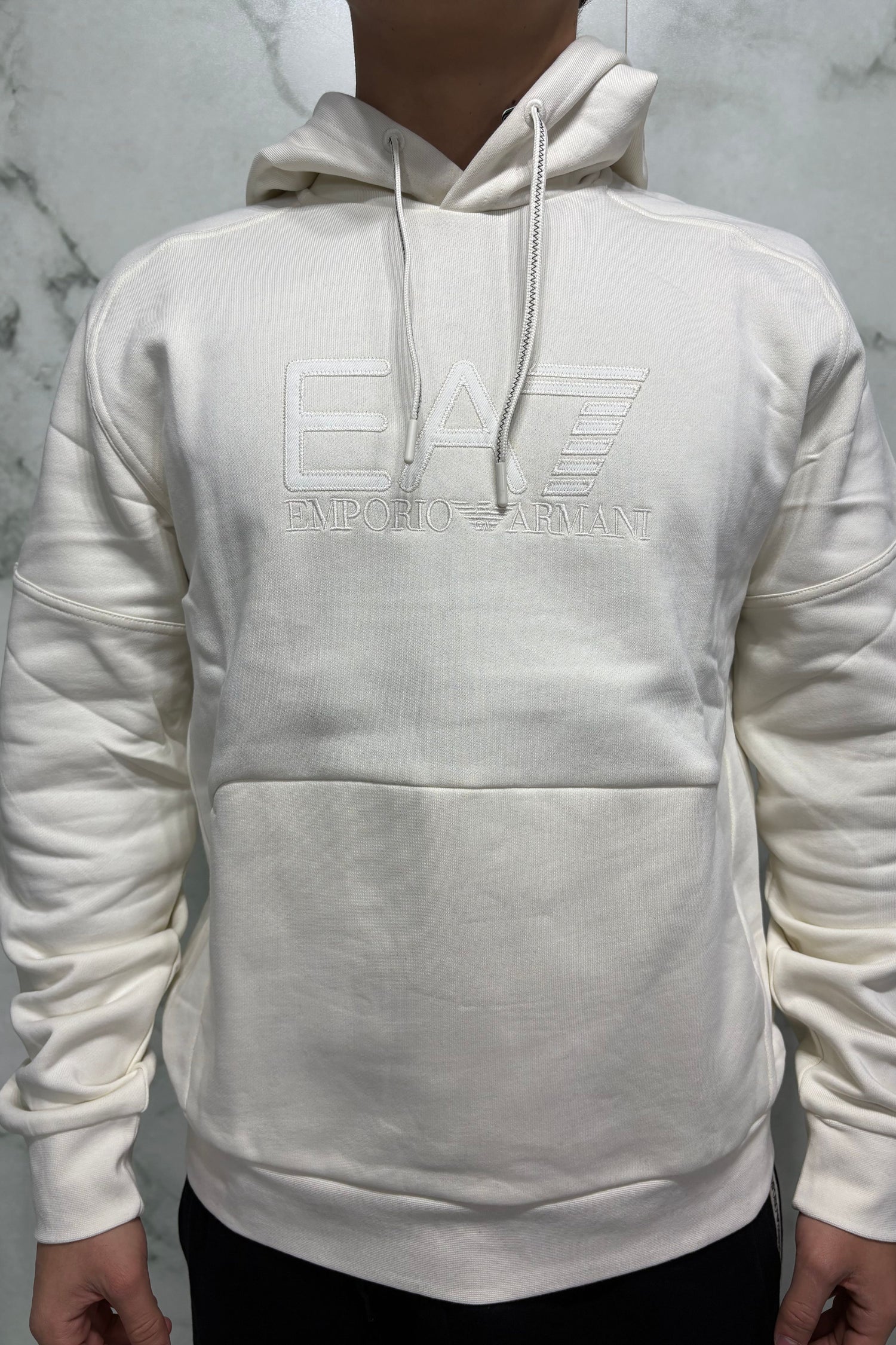Felpa EA7 Emporio Armani con Cappuccio - Vanilla Ice