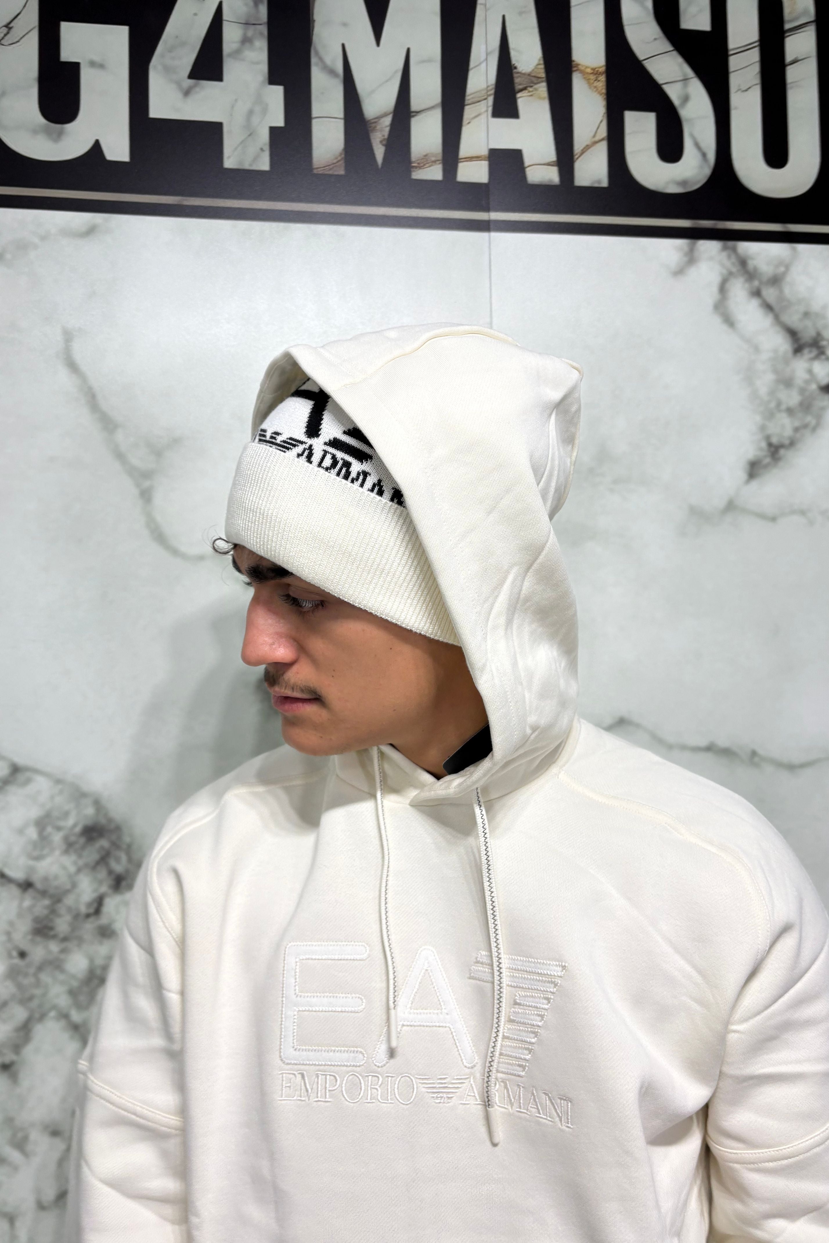 Felpa EA7 Emporio Armani con Cappuccio - Vanilla Ice