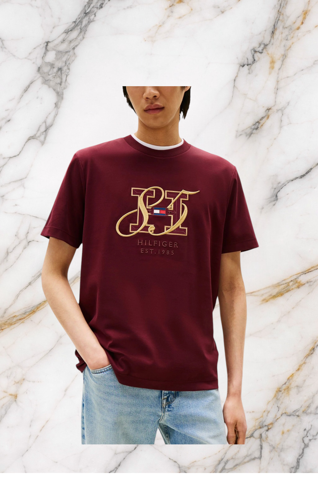 T-Shirt Tommy Hilfiger DIWALI INTERLOCK HBS Bordeux