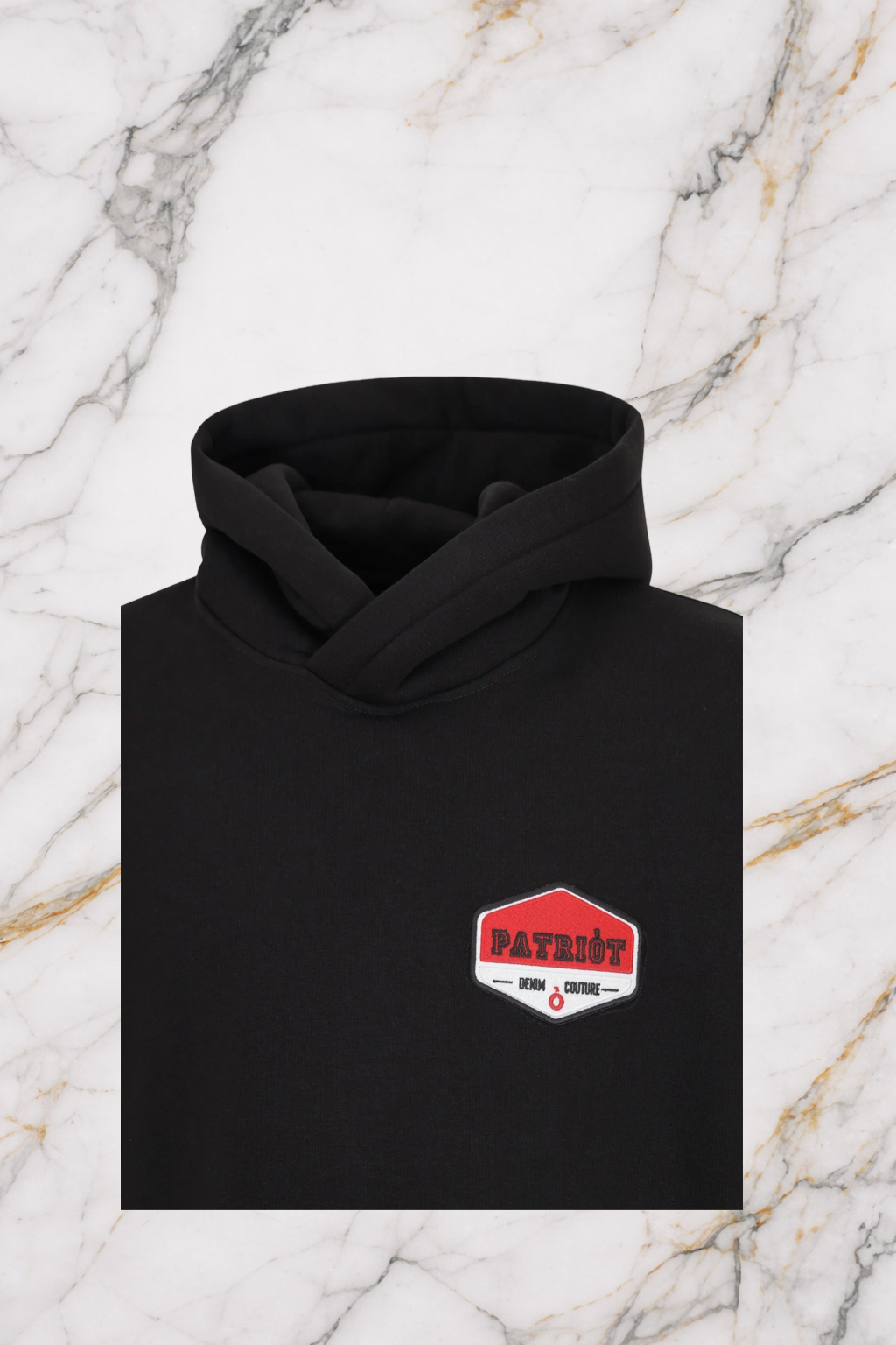 Felpa Patriot con cappuccio nera con patch logo