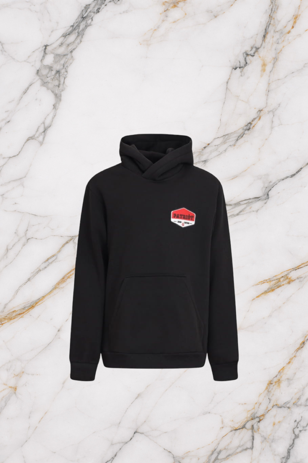 Felpa Patriot con cappuccio nera con patch logo