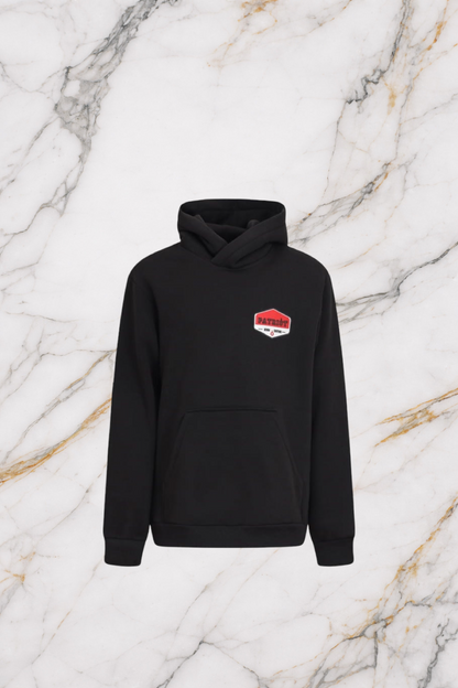 Felpa Patriot con cappuccio nera con patch logo