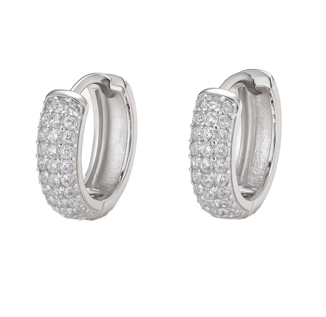 Orecchini Cerchio Pavé Argento &amp; Zirconi - G4 Maison