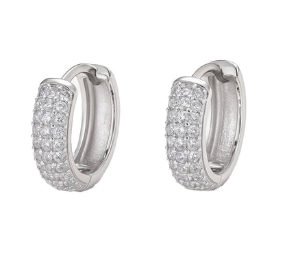 Orecchini Cerchio Pavé Argento &amp; Zirconi - G4 Maison
