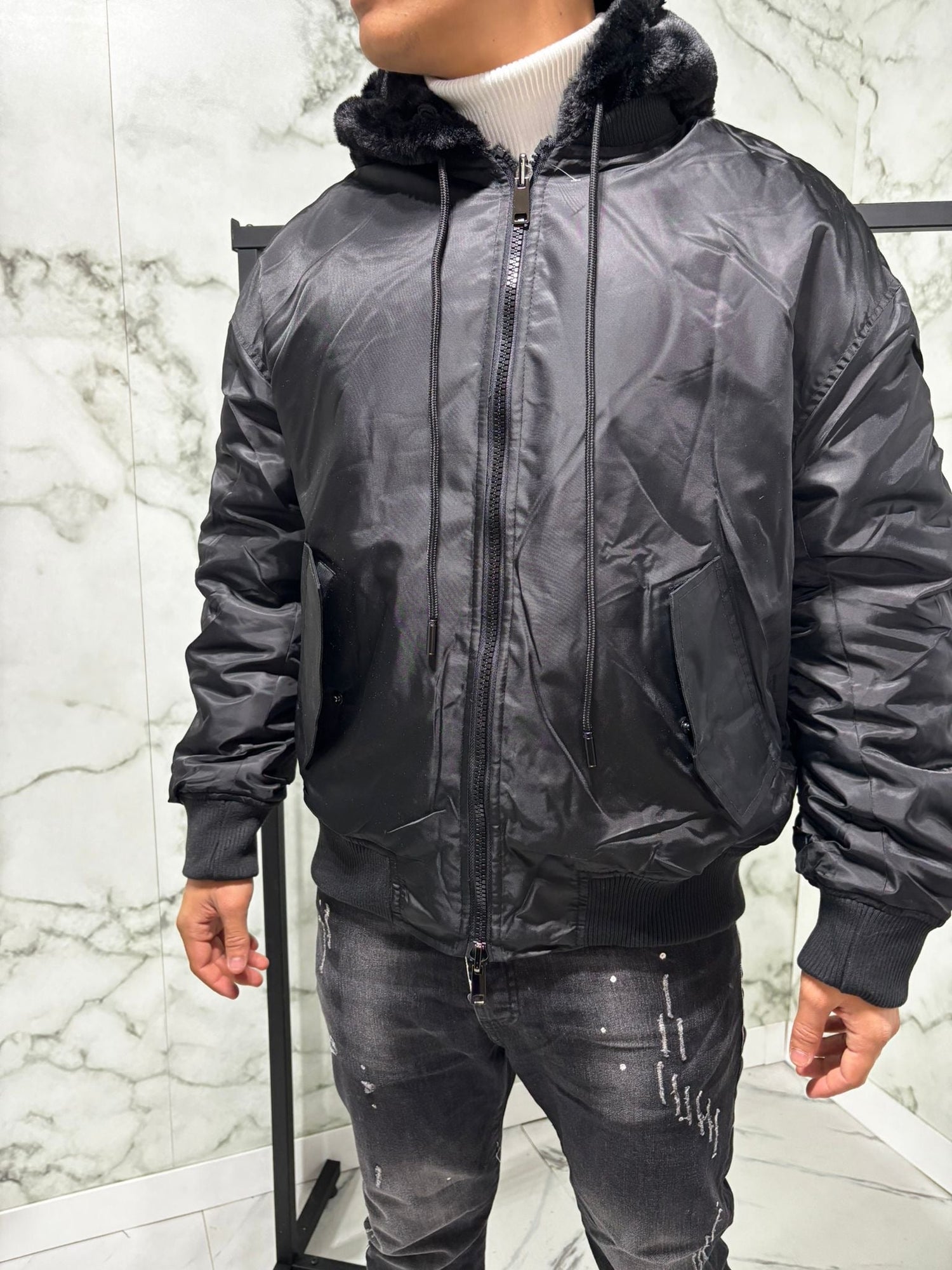 Pelliccia Reversibile Nera - G4 Maison