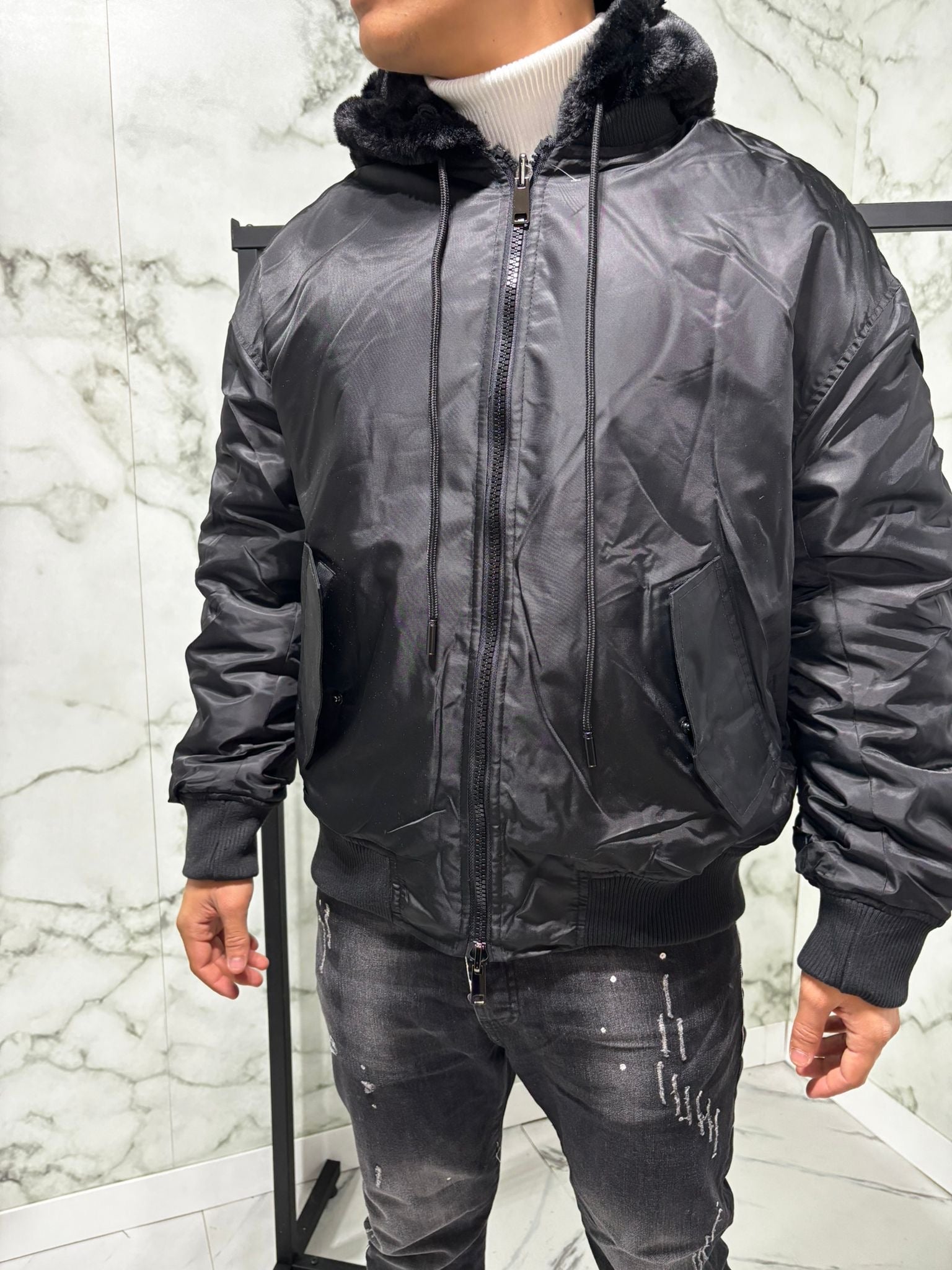 Pelliccia Reversibile Nera - G4 Maison