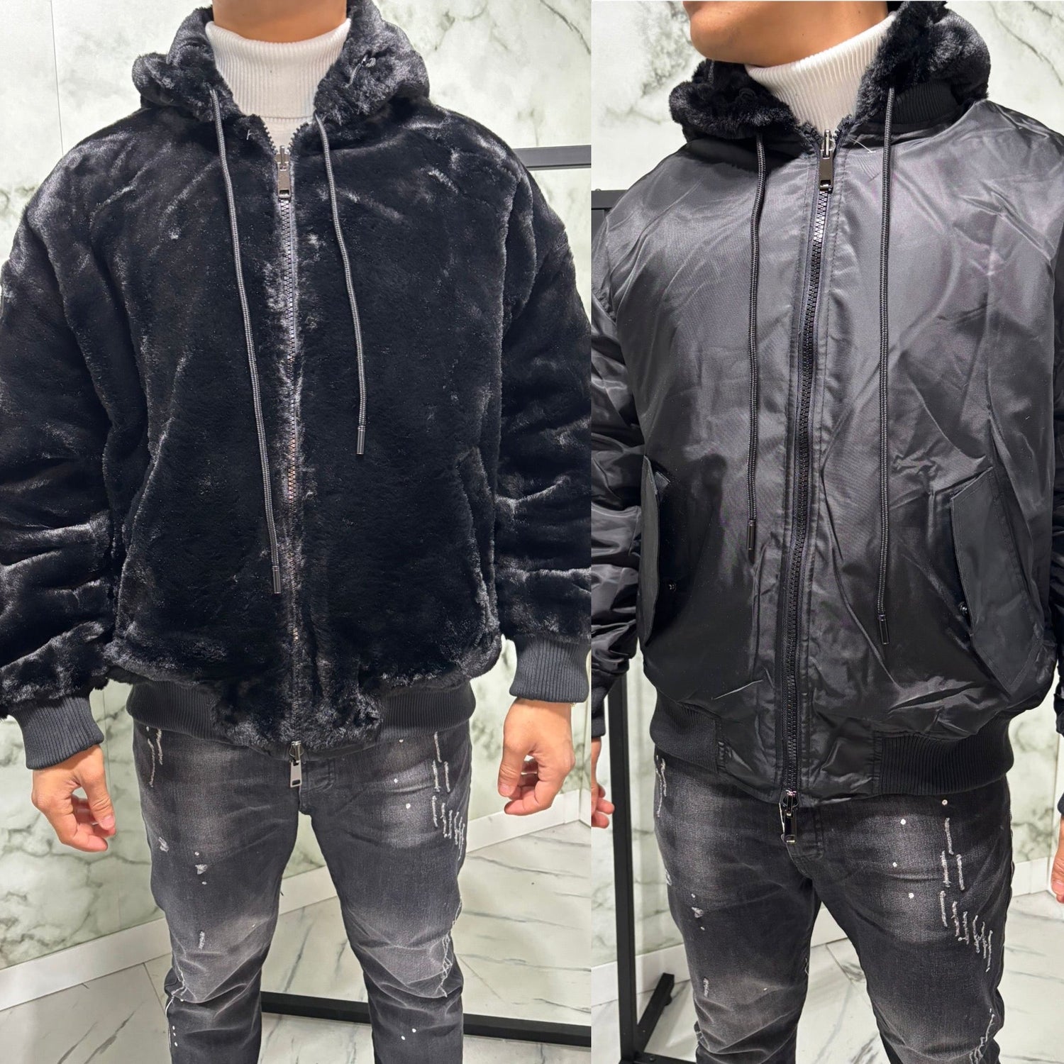 Pelliccia Reversibile Nera - G4 Maison