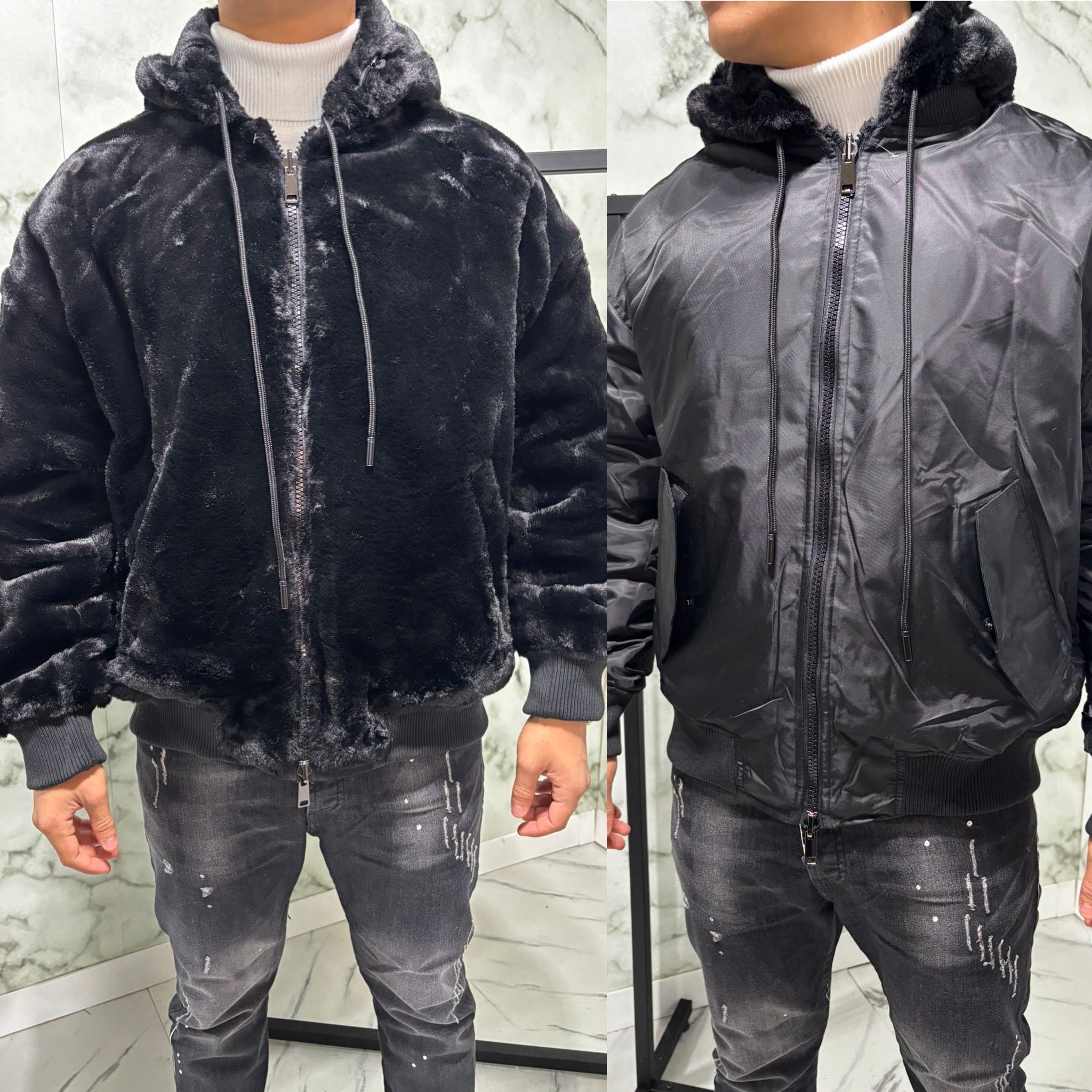 Pelliccia Reversibile Nera - G4 Maison