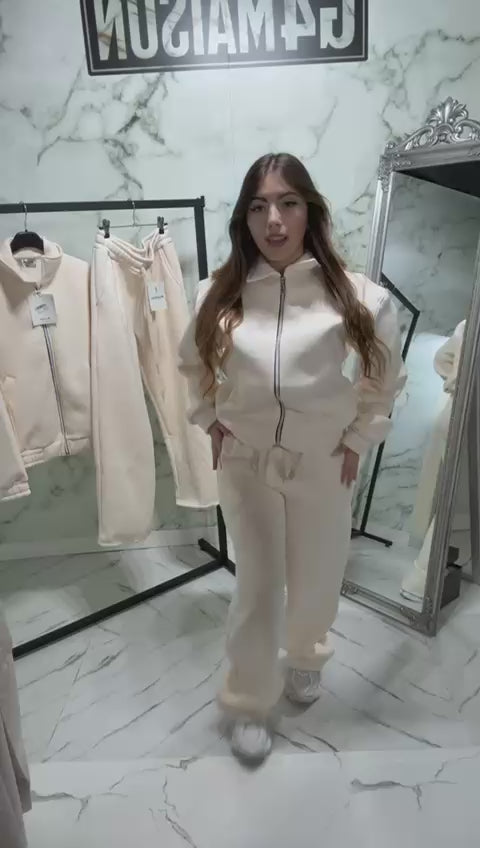 Tuta Zip Crema  Oversize - Unisex