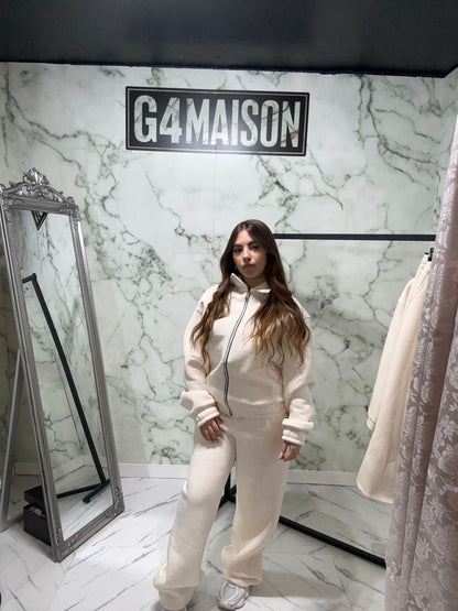Tuta Zip Crema Oversize - Unisex - G4 Maison